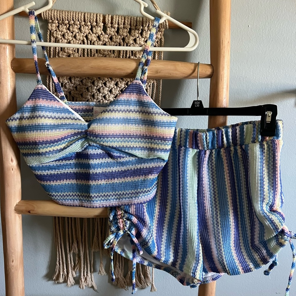No Boundaries Multicolor Striped Swim Set
